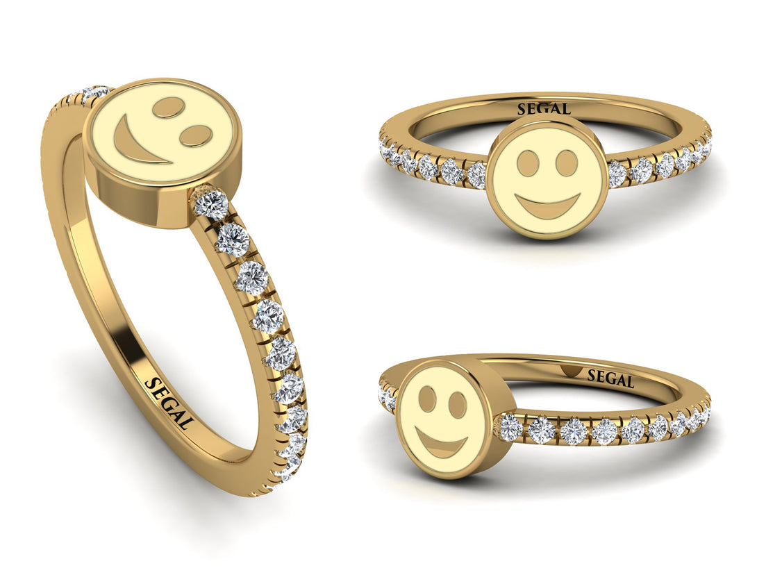 Elegant Enamel Smile Diamond Ring - Smile No. 1