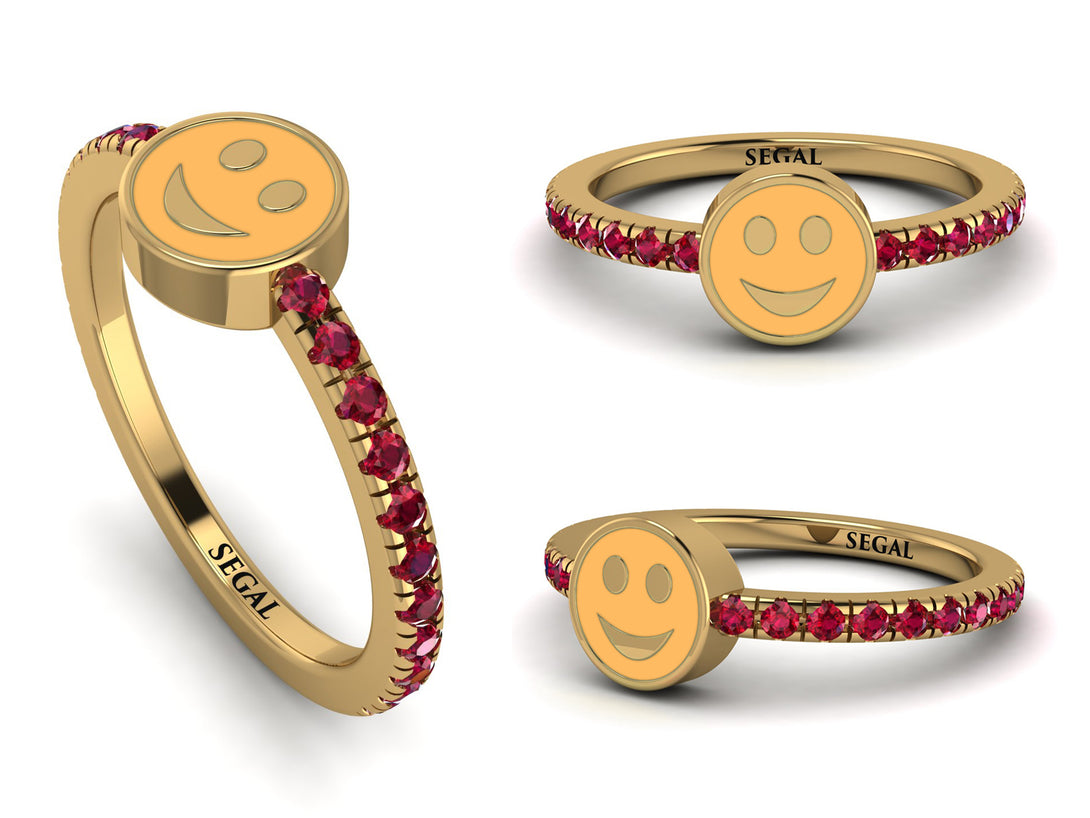 Elegant Enamel Smile Ruby Ring - Smile No. 10