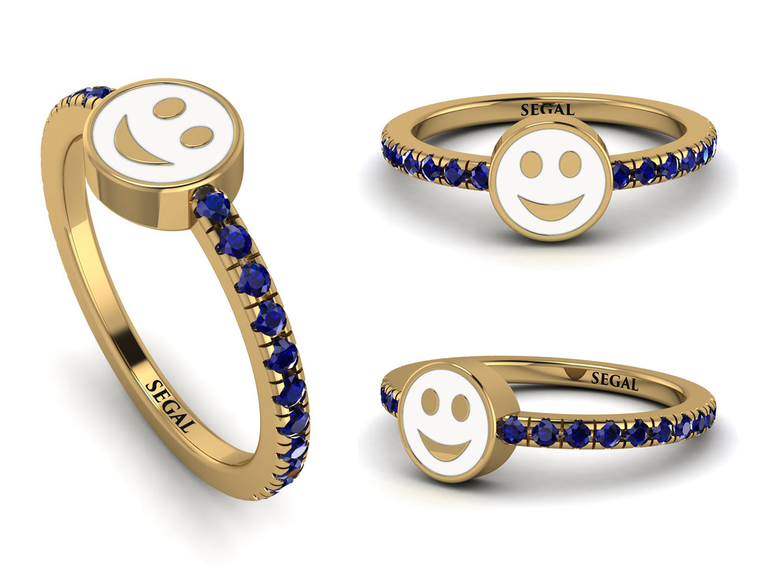Elegant Enamel Smile Sapphire Ring - Smile No. 13