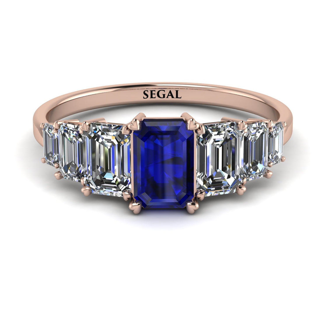 Emerald Cut Sapphire Geometrical Ring - Briella No. 14