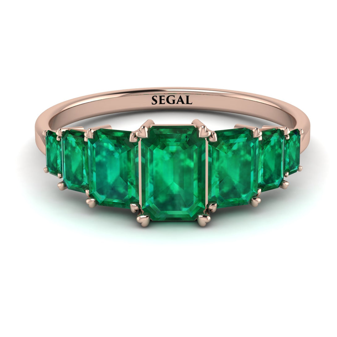 Emerald Cut Emerald Geometrical Ring - Briella No. 20