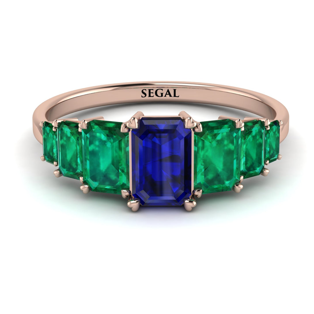 Emerald Cut Sapphire Geometrical Ring - Briella No. 29