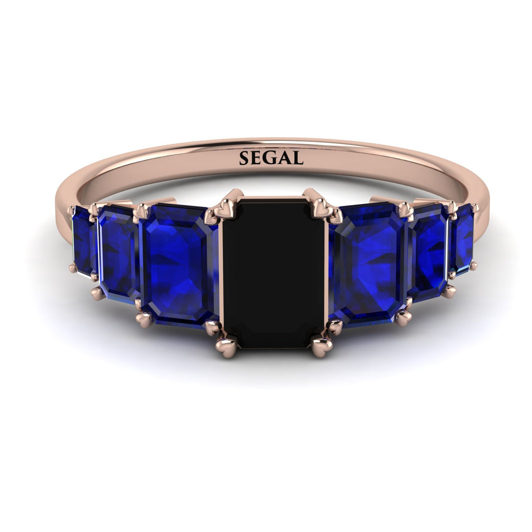 Emerald Cut Black Diamond Geometrical Ring - Briella No. 68