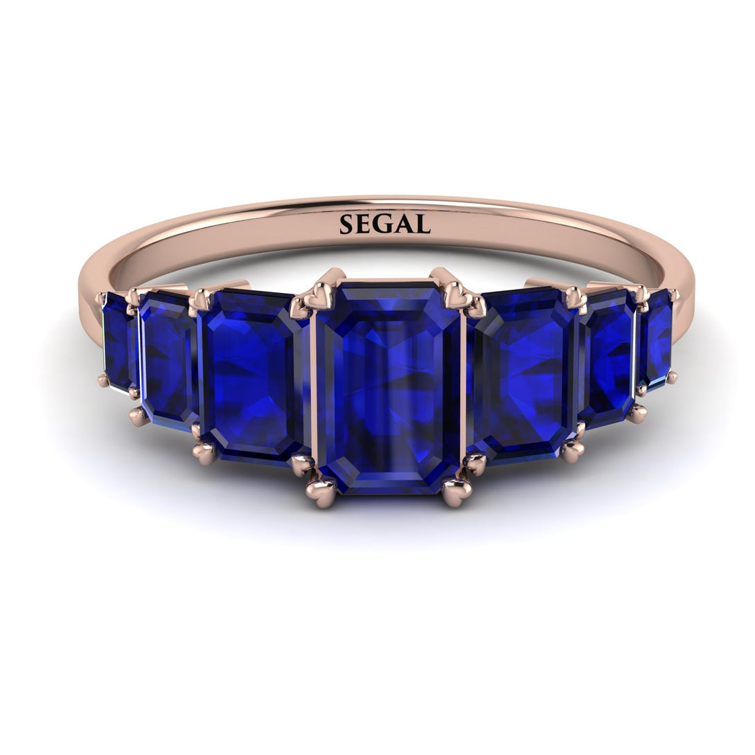 Emerald Cut Sapphire Geometrical Ring - Briella No. 74