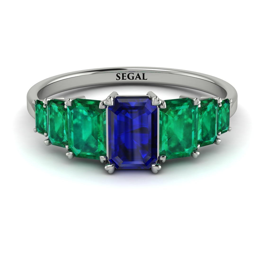 Emerald Cut Sapphire Geometrical Ring - Briella No. 30