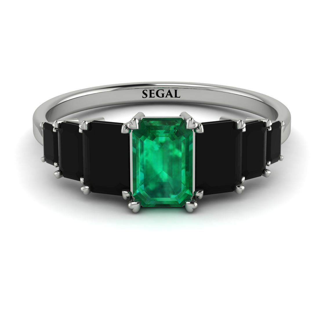Emerald Cut Emerald Geometrical Ring - Briella No. 36