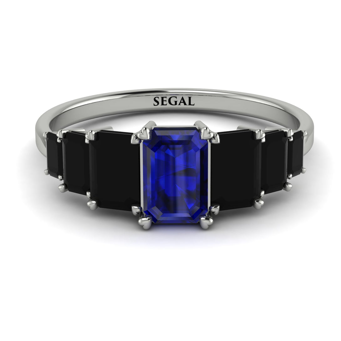 Emerald Cut Sapphire Geometrical Ring - Briella No. 45
