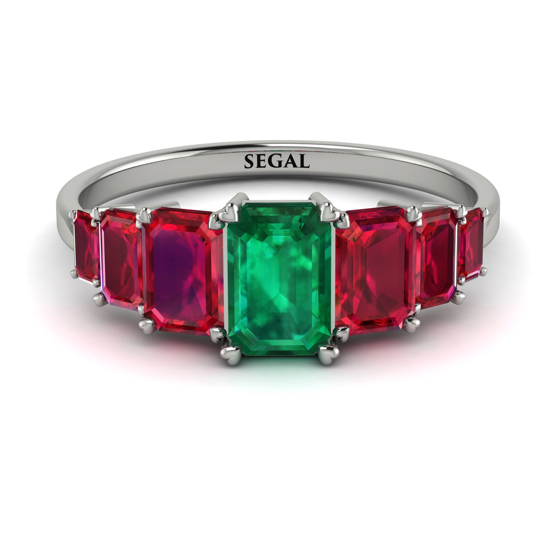 Emerald Cut Emerald Geometrical Ring - Briella No. 51