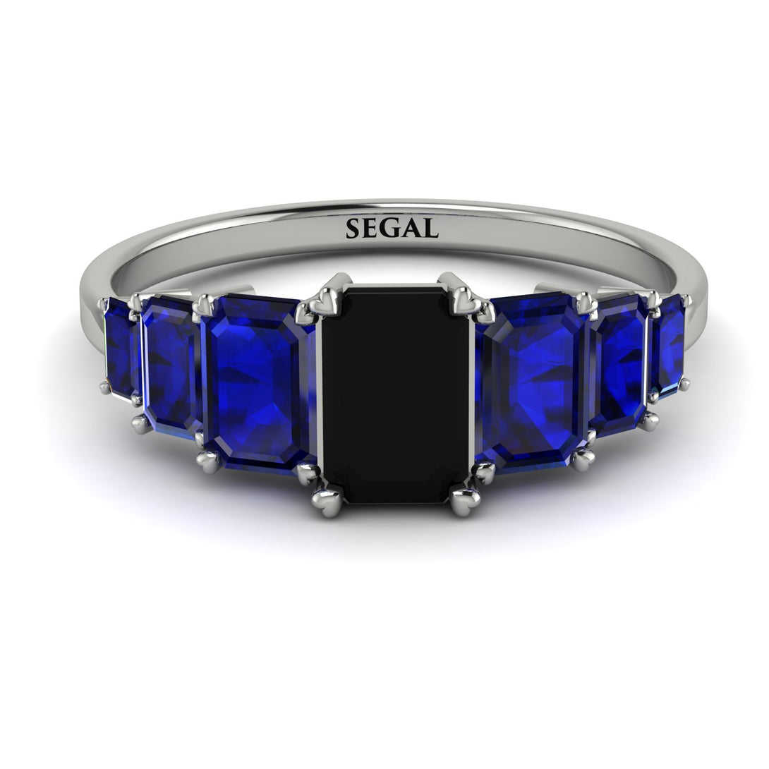 Emerald Cut Black Diamond Geometrical Ring - Briella No. 69