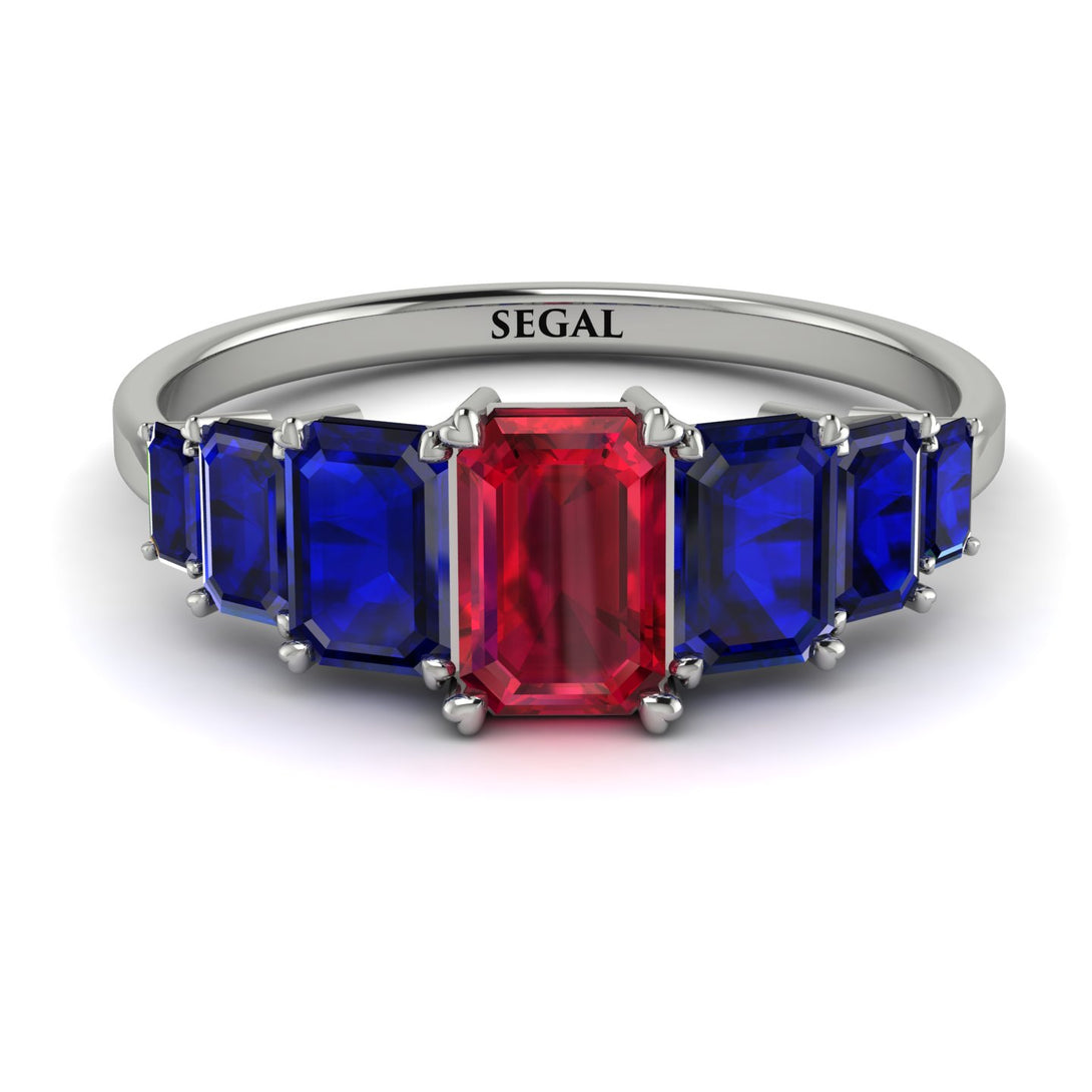Emerald Cut Ruby Geometrical Ring - Briella No. 72