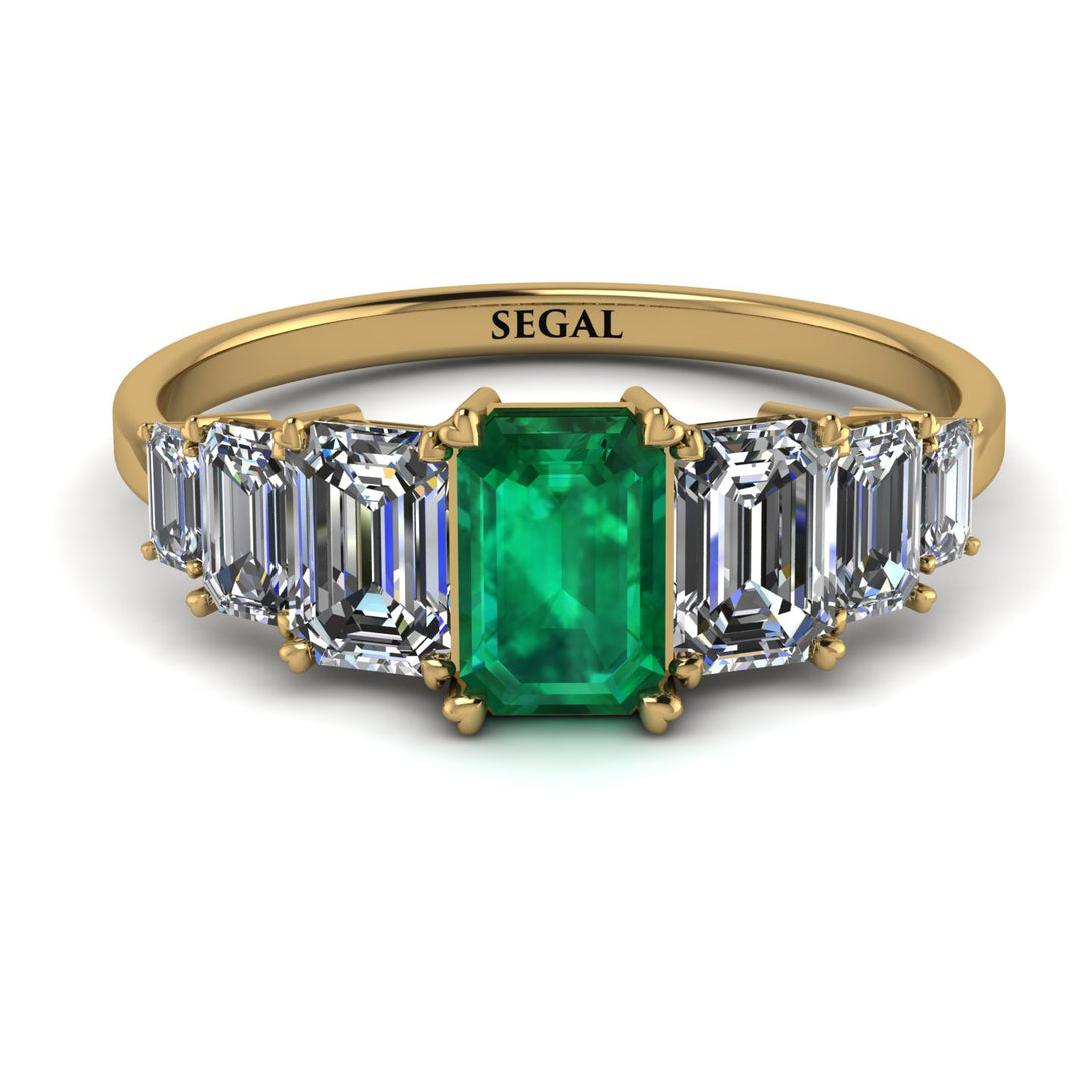 Emerald Cut Emerald Geometrical Ring - Briella No. 4