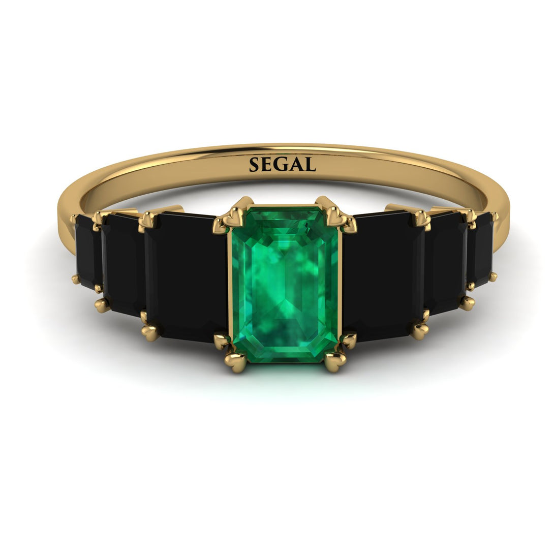 Emerald Cut Emerald Geometrical Ring - Briella No. 34
