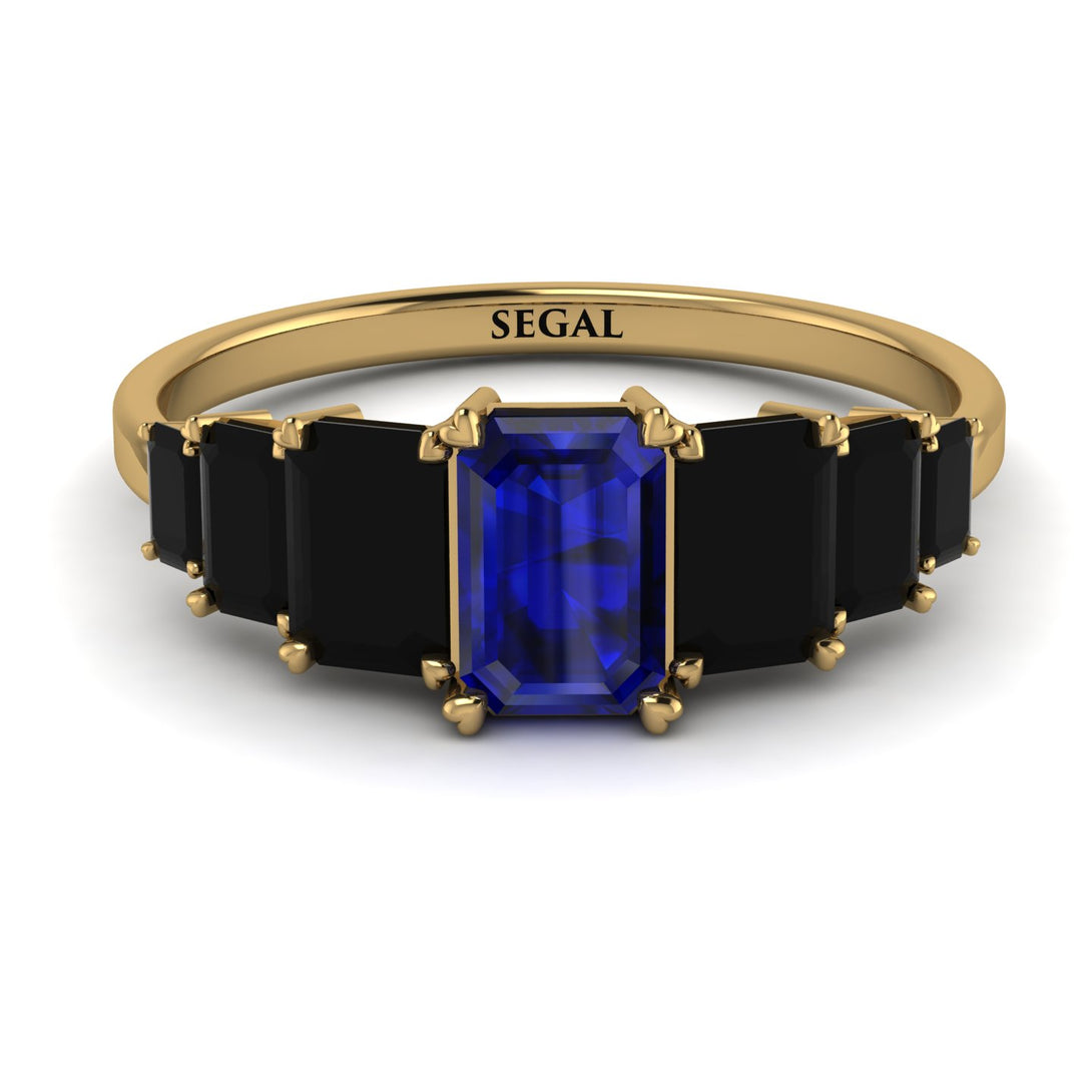 Emerald Cut Sapphire Geometrical Ring - Briella No. 43