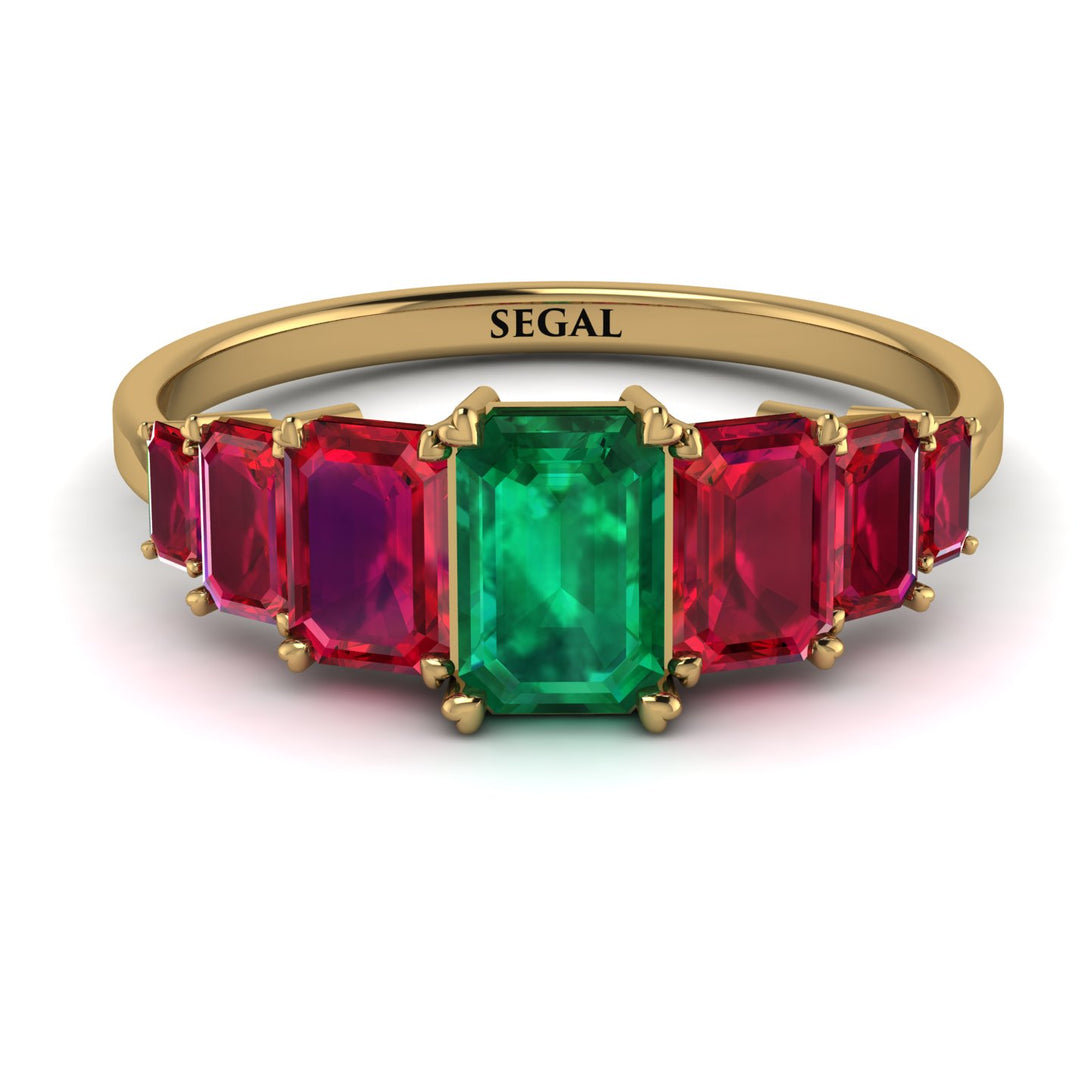 Emerald Cut Emerald Geometrical Ring - Briella No. 49