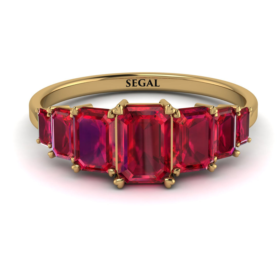Emerald Cut Ruby Geometrical Ring - Briella No. 55