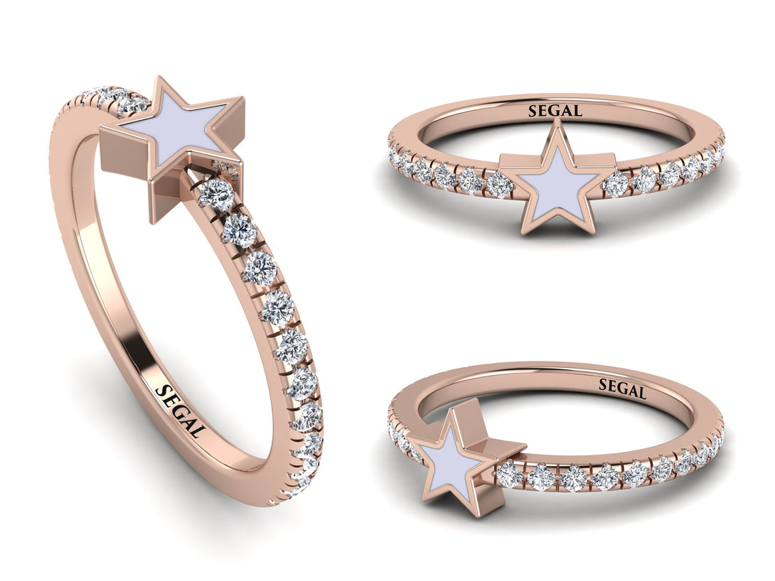 Elegant Enamel Star Diamond Ring - Star No. 2