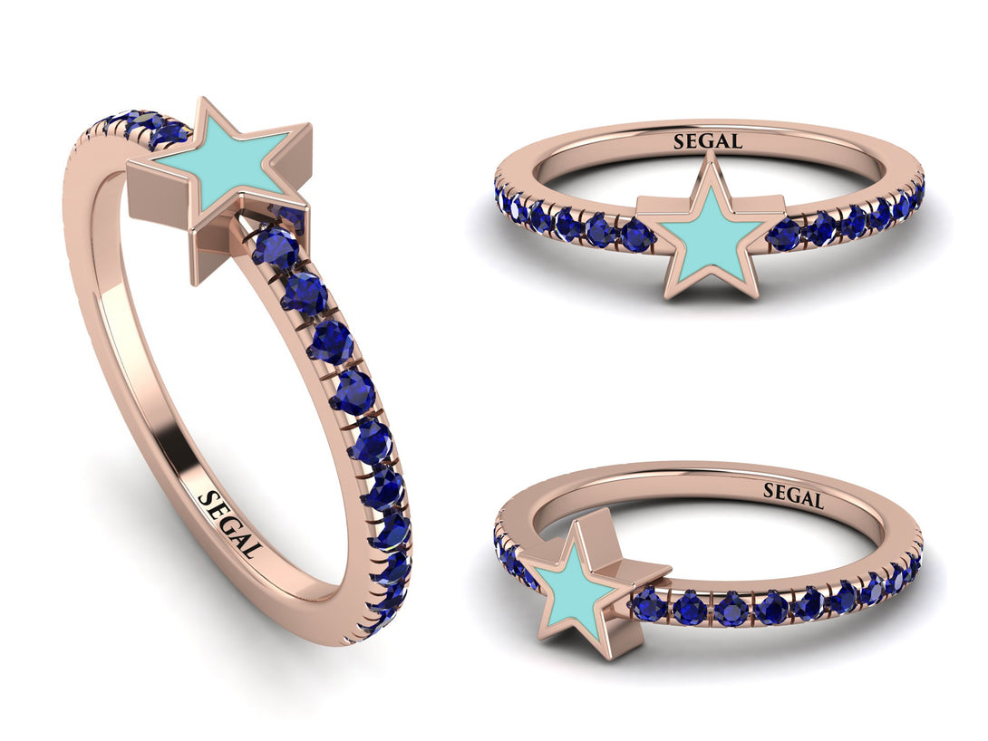 Elegant Enamel Star Sapphire Ring - Star No. 14