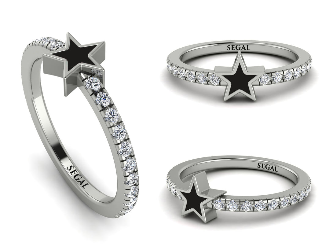 Elegant Enamel Star Diamond Ring - Star No. 3