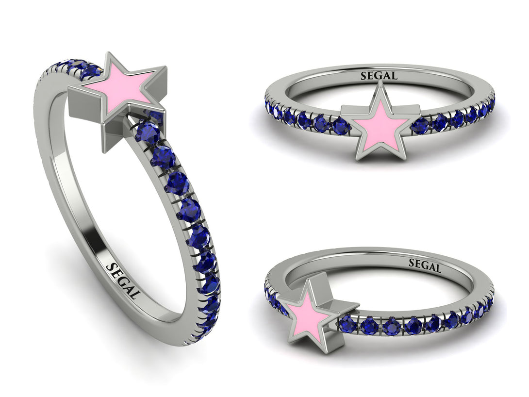 Elegant Enamel Star Sapphire Ring - Star No. 15