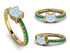 Elegant Enamel Cat Emerald Ring - Cat No. 4 image 1