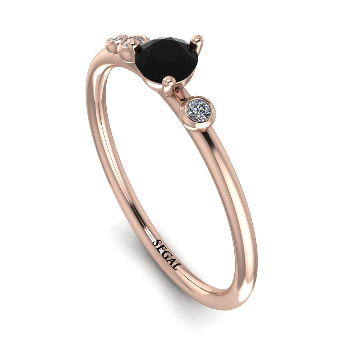 Minimalist Thin Black Diamond Ring - Brielle No. 8