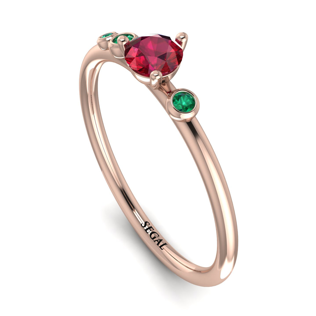 Minimalist Thin Ruby Ring - Brielle No. 26