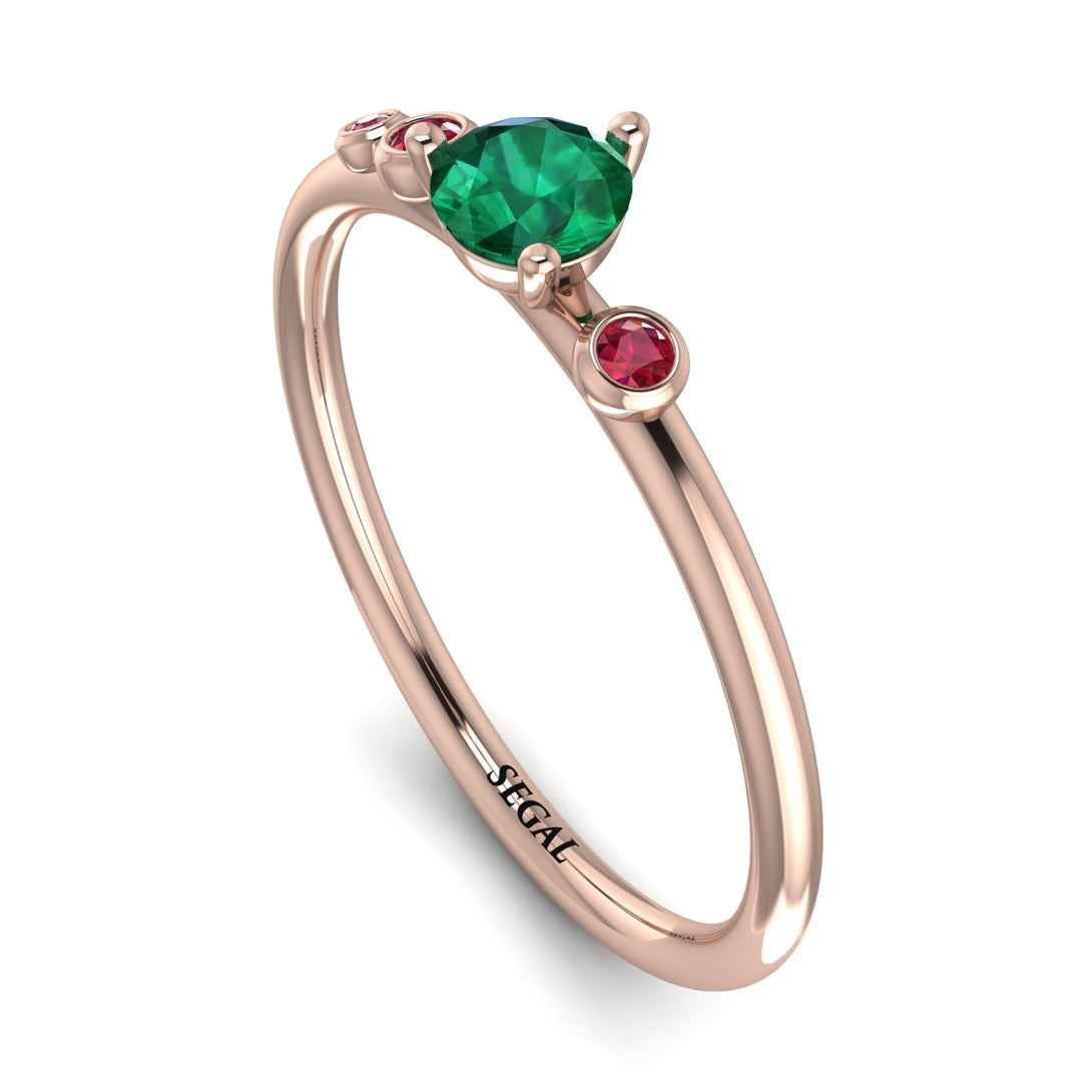 Minimalist Thin Emerald Ring - Brielle No. 50