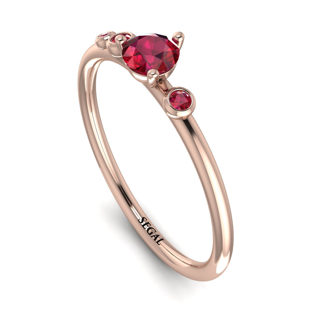 Minimalist Thin Ruby Ring - Brielle No. 56