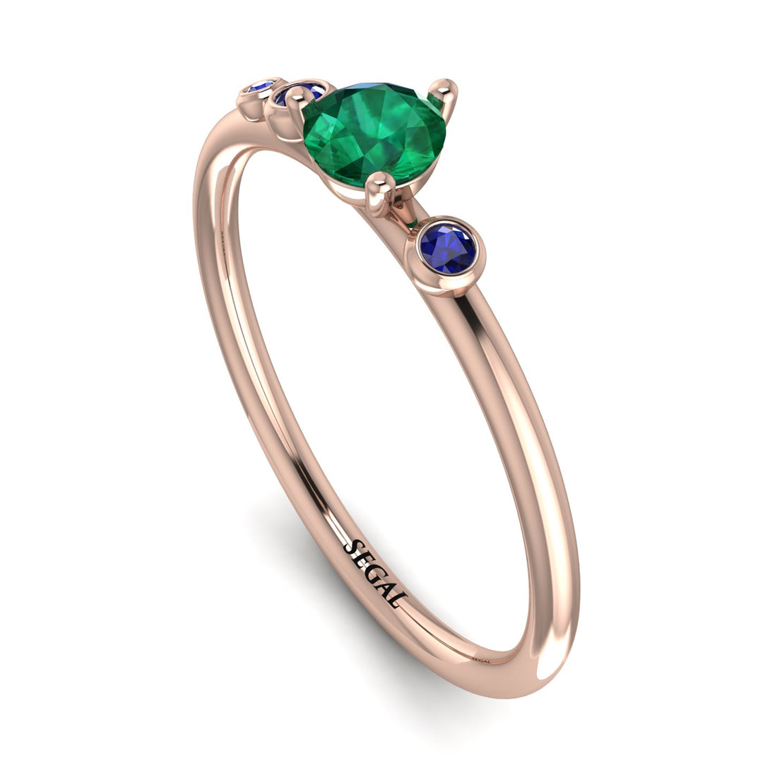 Minimalist Thin Emerald Ring - Brielle No. 65
