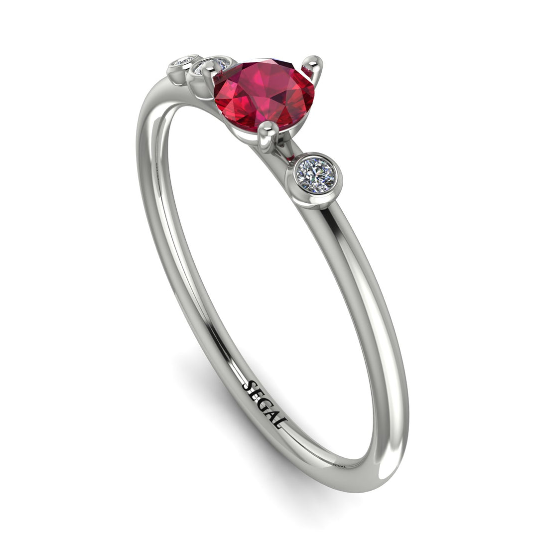 Minimalist Thin Ruby Ring - Brielle No. 12