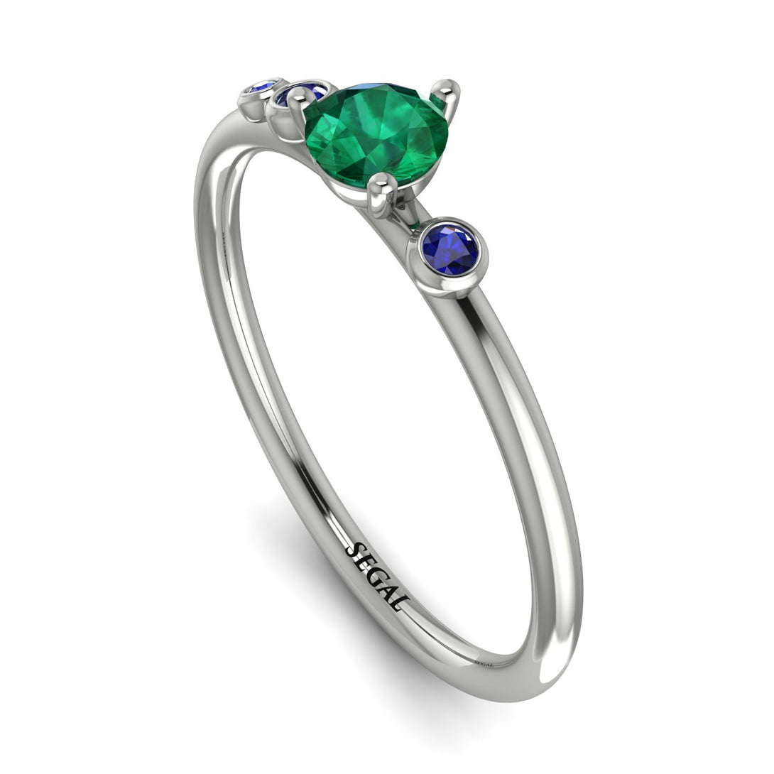 Minimalist Thin Emerald Ring - Brielle No. 66