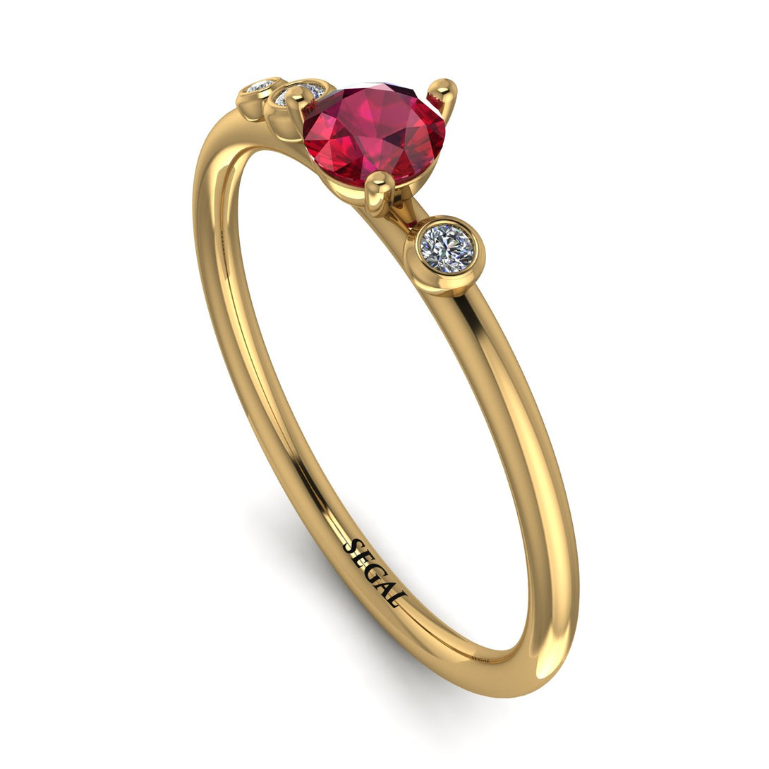 Minimalist Thin Ruby Ring - Brielle No. 10