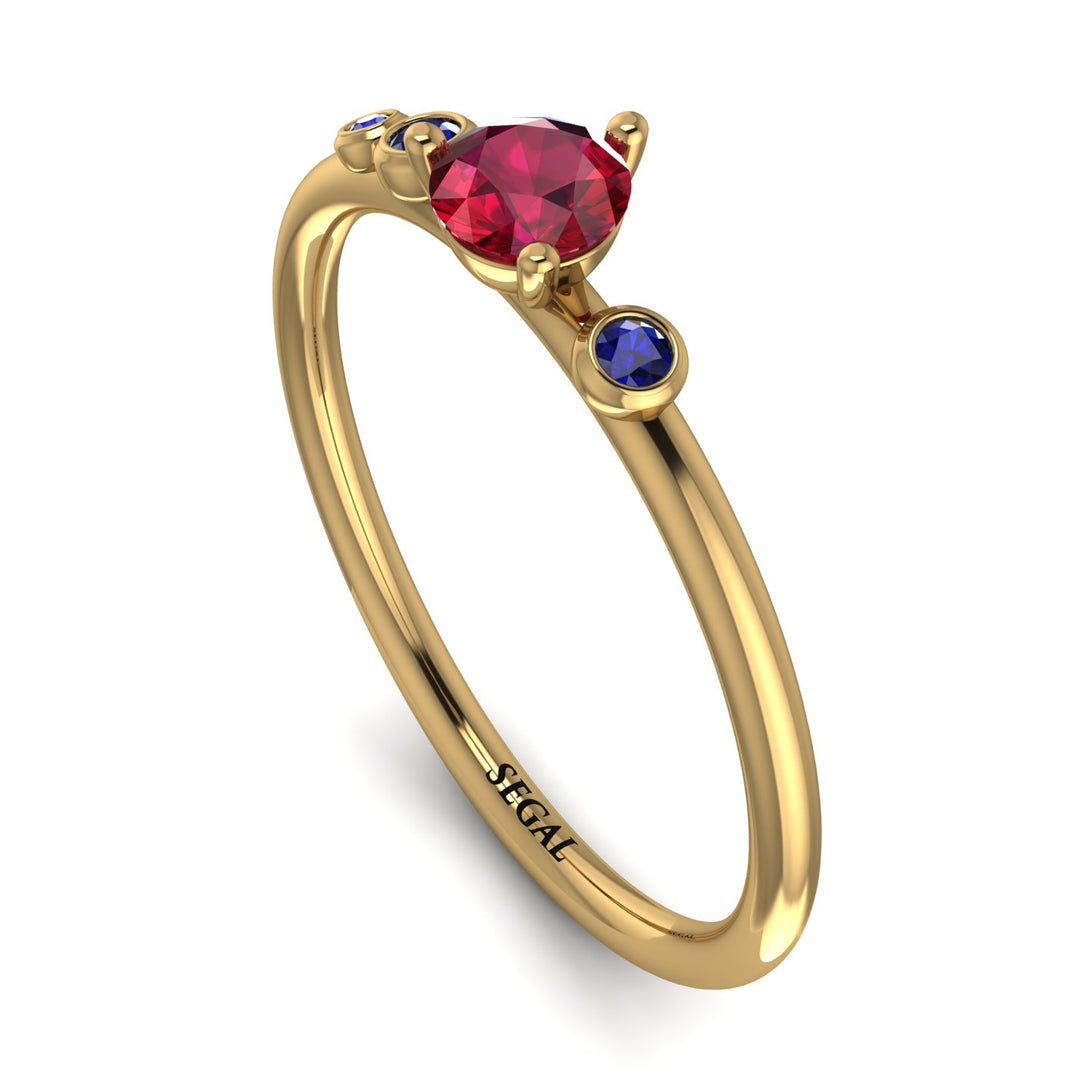Minimalist Thin Ruby Ring - Brielle No. 70