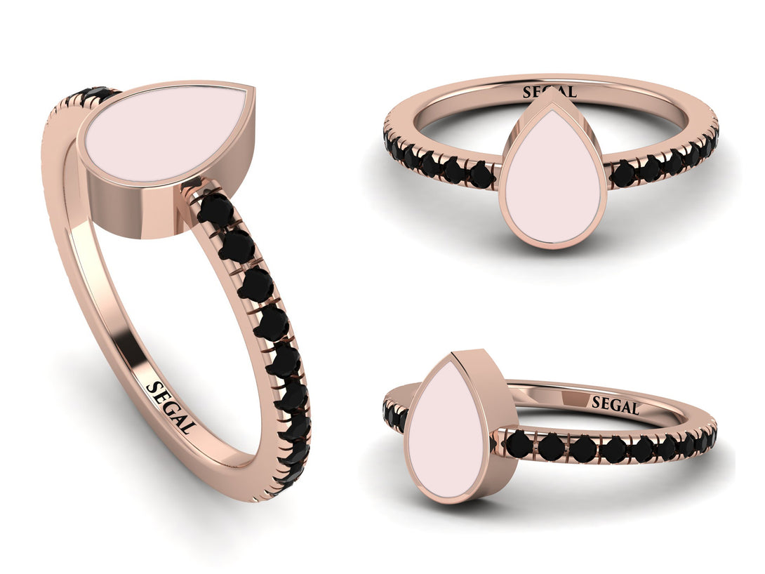 Elegant Enamel Pear Black Diamond Ring - Pear No. 8