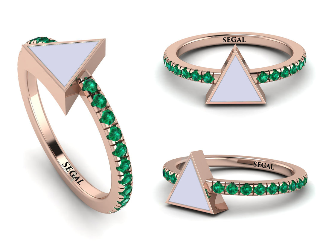 Elegant Enamel Triangle Emerald Ring - Triangle No. 5