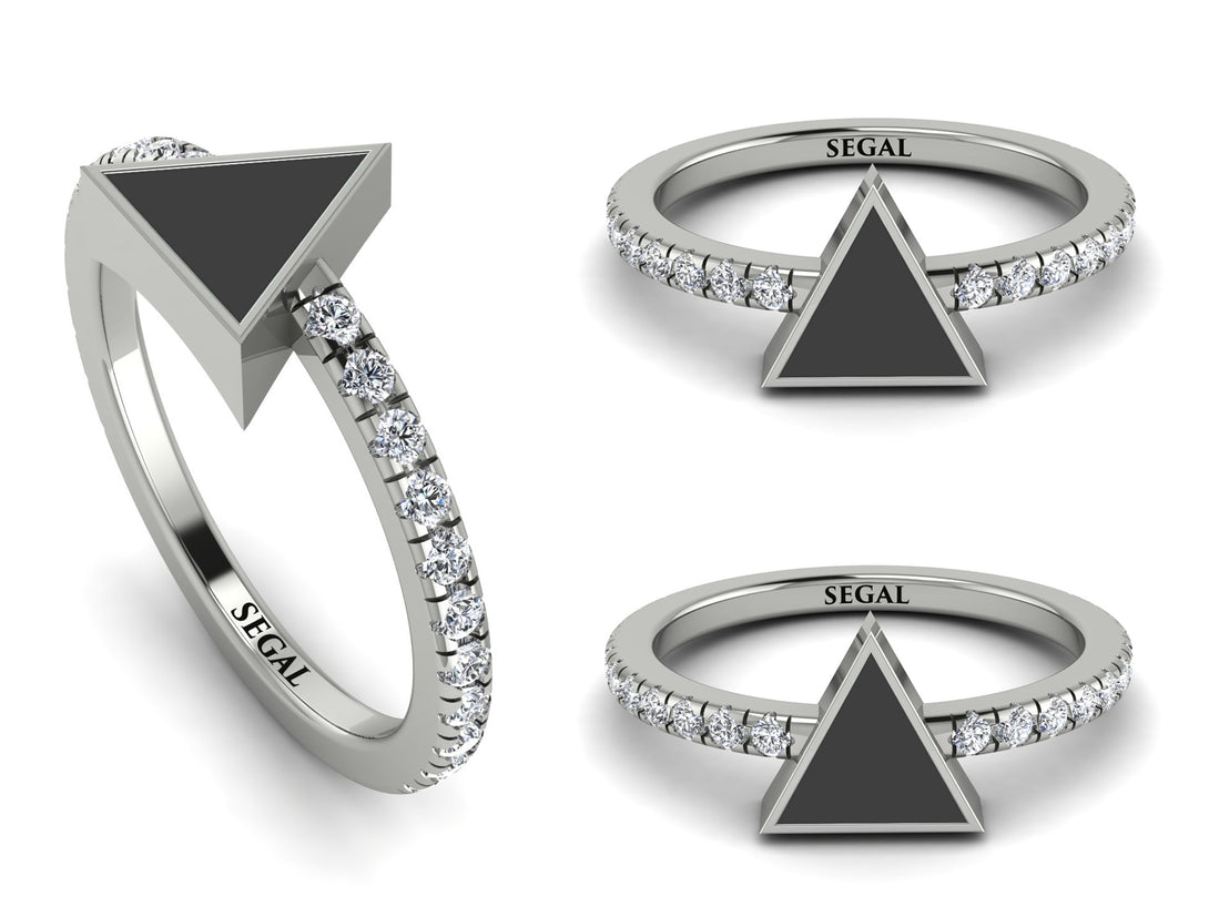 Elegant Enamel Triangle Diamond Ring - Triangle No. 3
