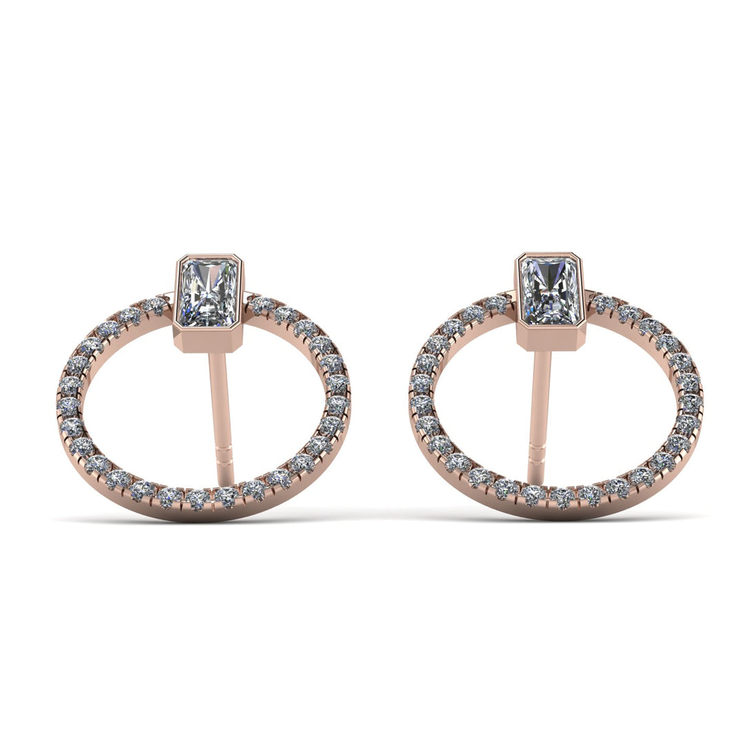 Emerald Cut Circle Diamond Earrings - Oaklyn No. 2