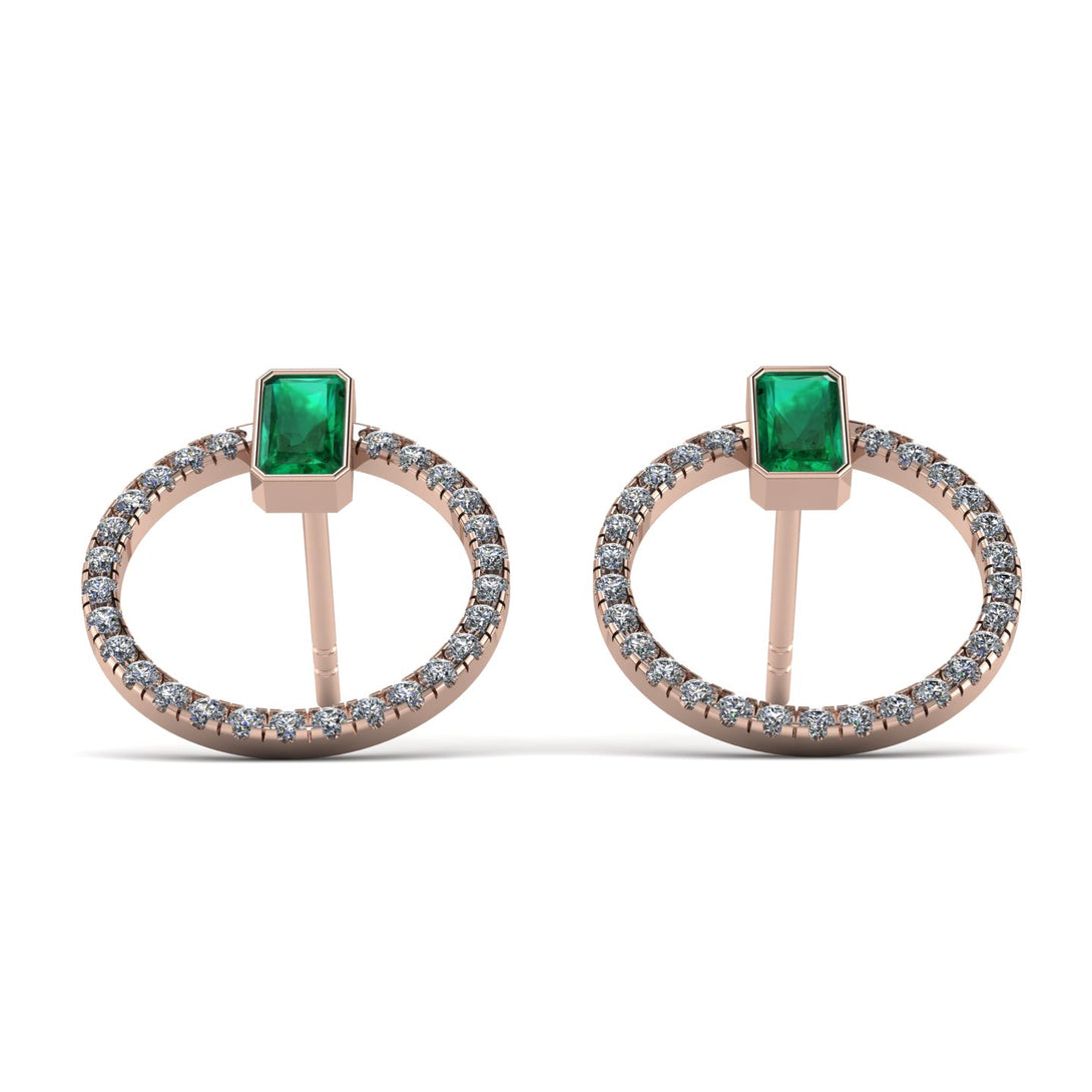 Emerald Cut Circle Emerald Earrings - Oaklyn No. 5