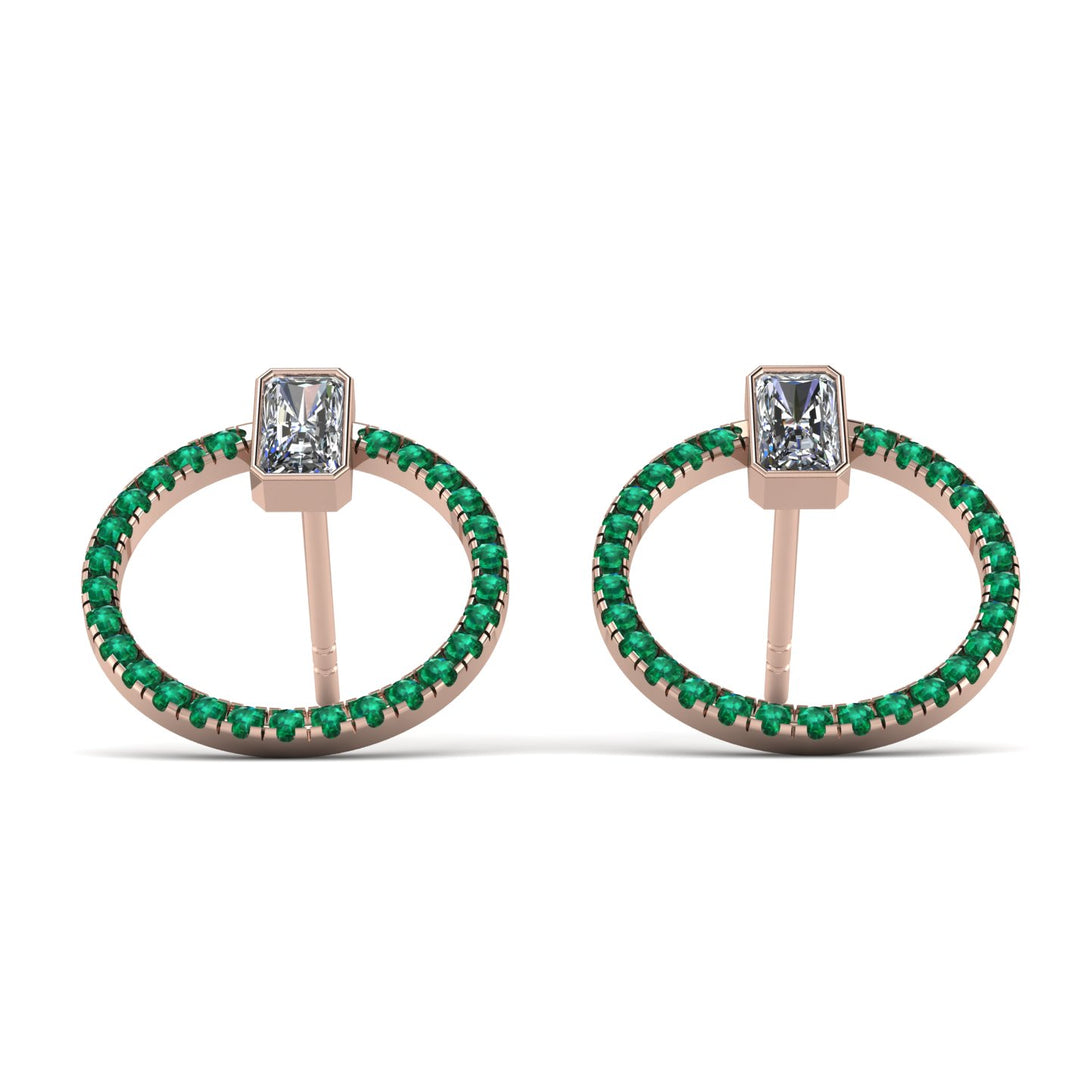 Emerald Cut Circle Diamond Earrings - Oaklyn No. 17