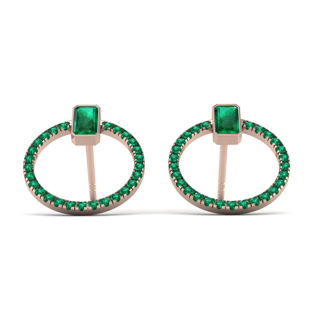 Emerald Cut Circle Emerald Earrings - Oaklyn No. 20