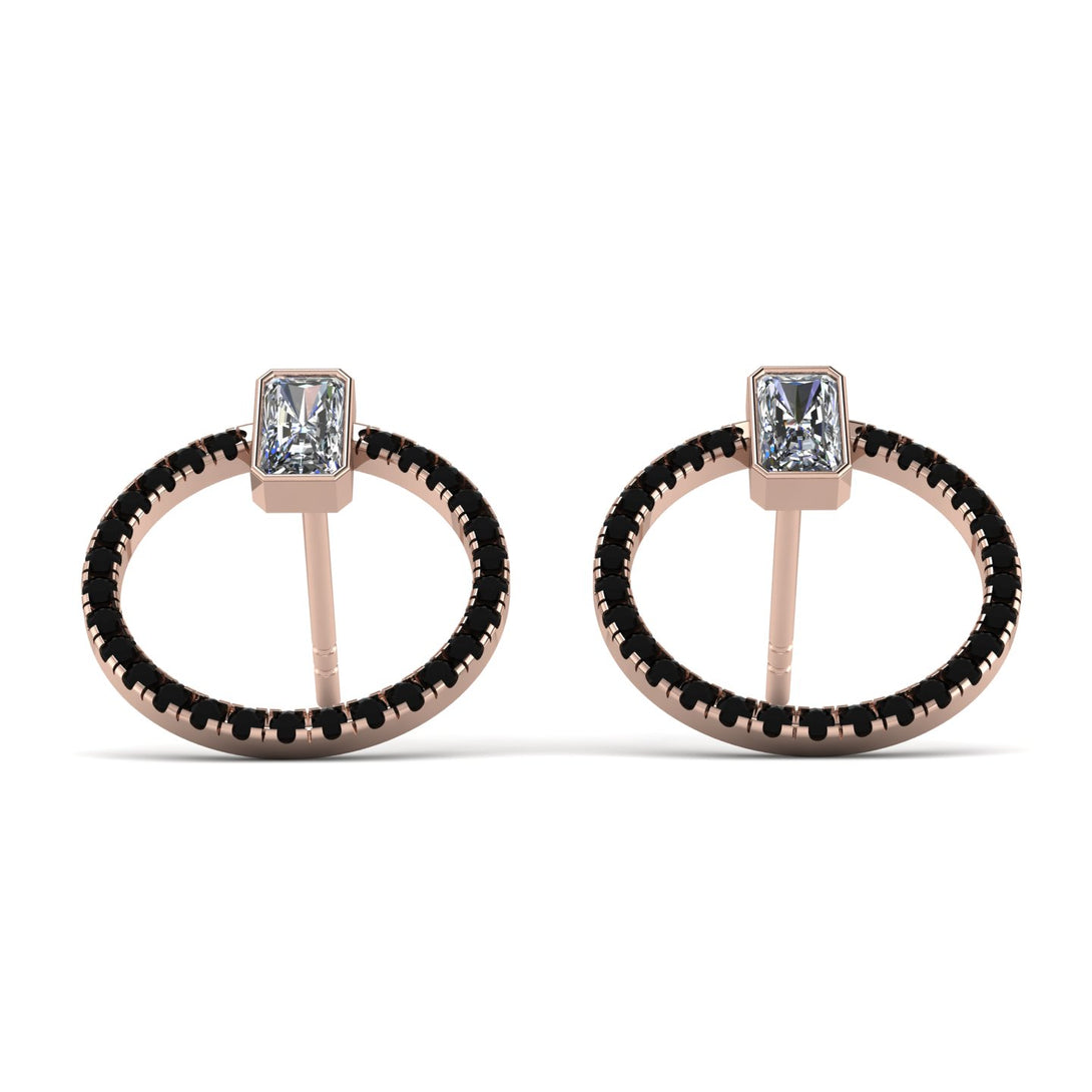 Emerald Cut Circle Diamond Earrings - Oaklyn No. 32