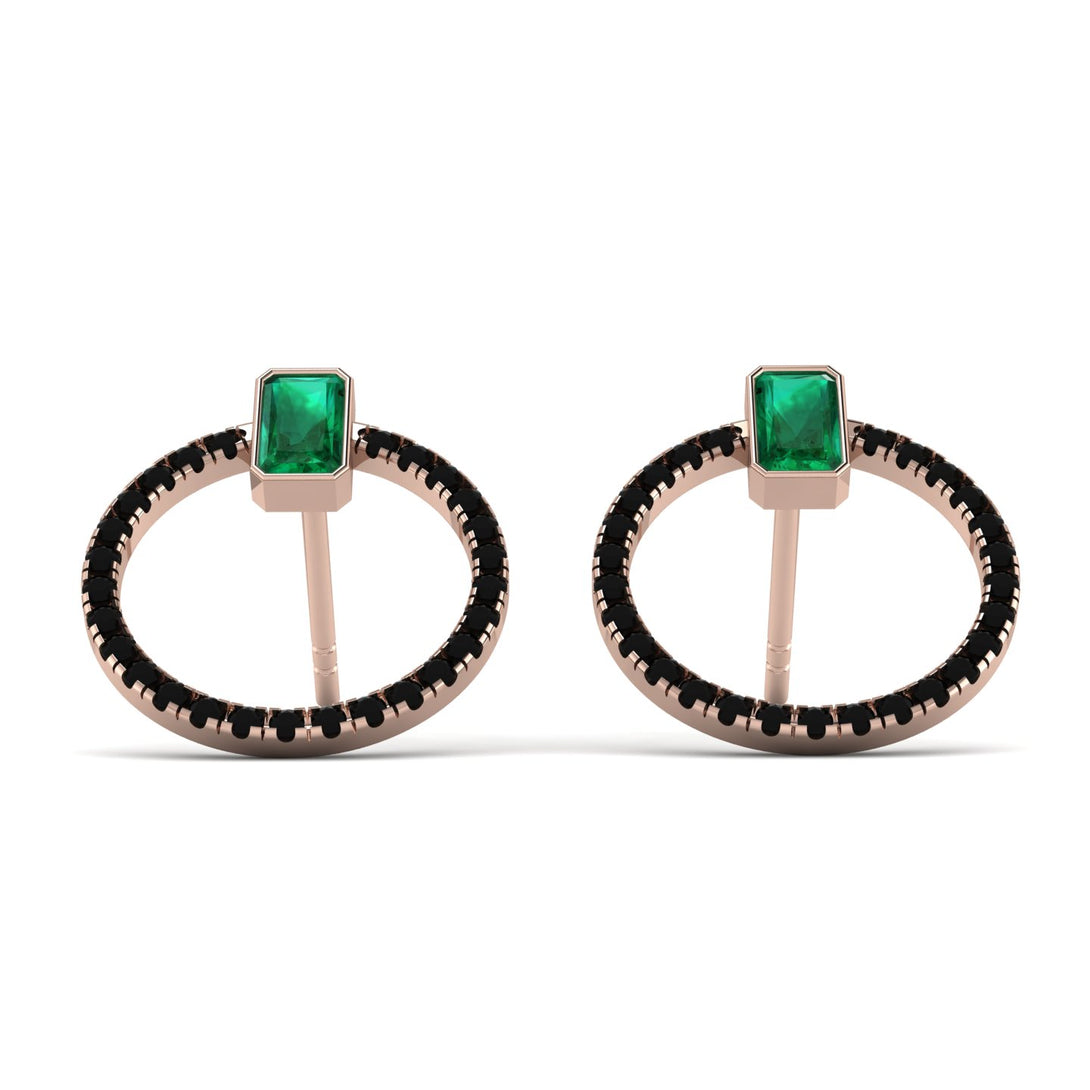 Emerald Cut Circle Emerald Earrings - Oaklyn No. 35