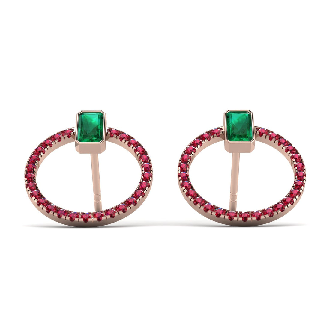 Emerald Cut Circle Emerald Earrings - Oaklyn No. 50
