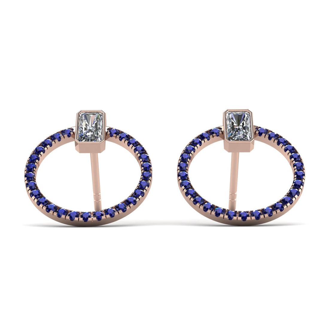 Emerald Cut Circle Diamond Earrings - Oaklyn No. 62
