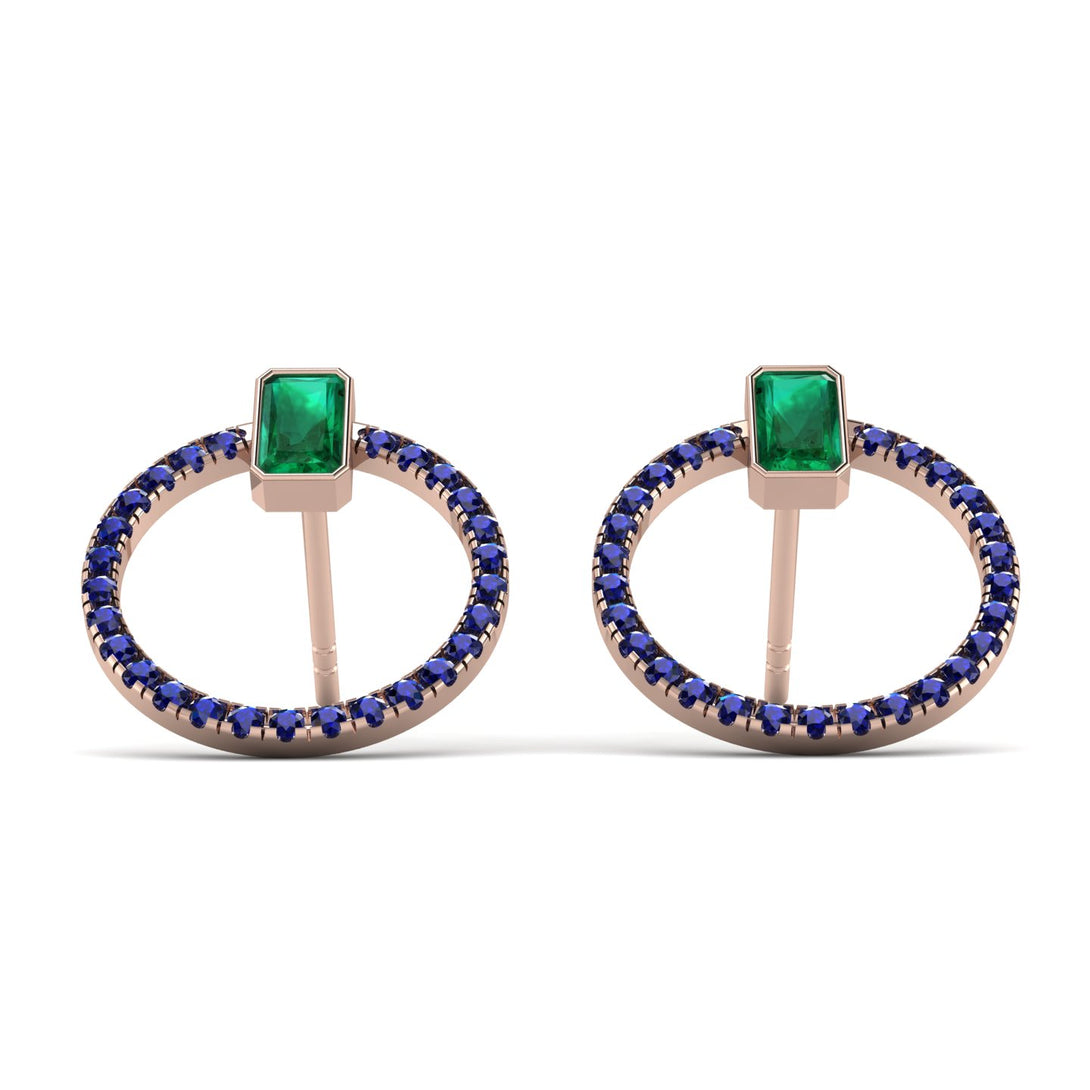 Emerald Cut Circle Emerald Earrings - Oaklyn No. 65