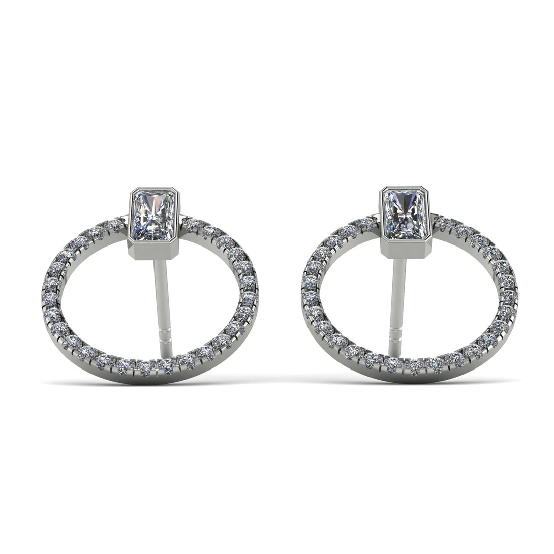 Emerald Cut Circle Diamond Earrings - Oaklyn No. 3