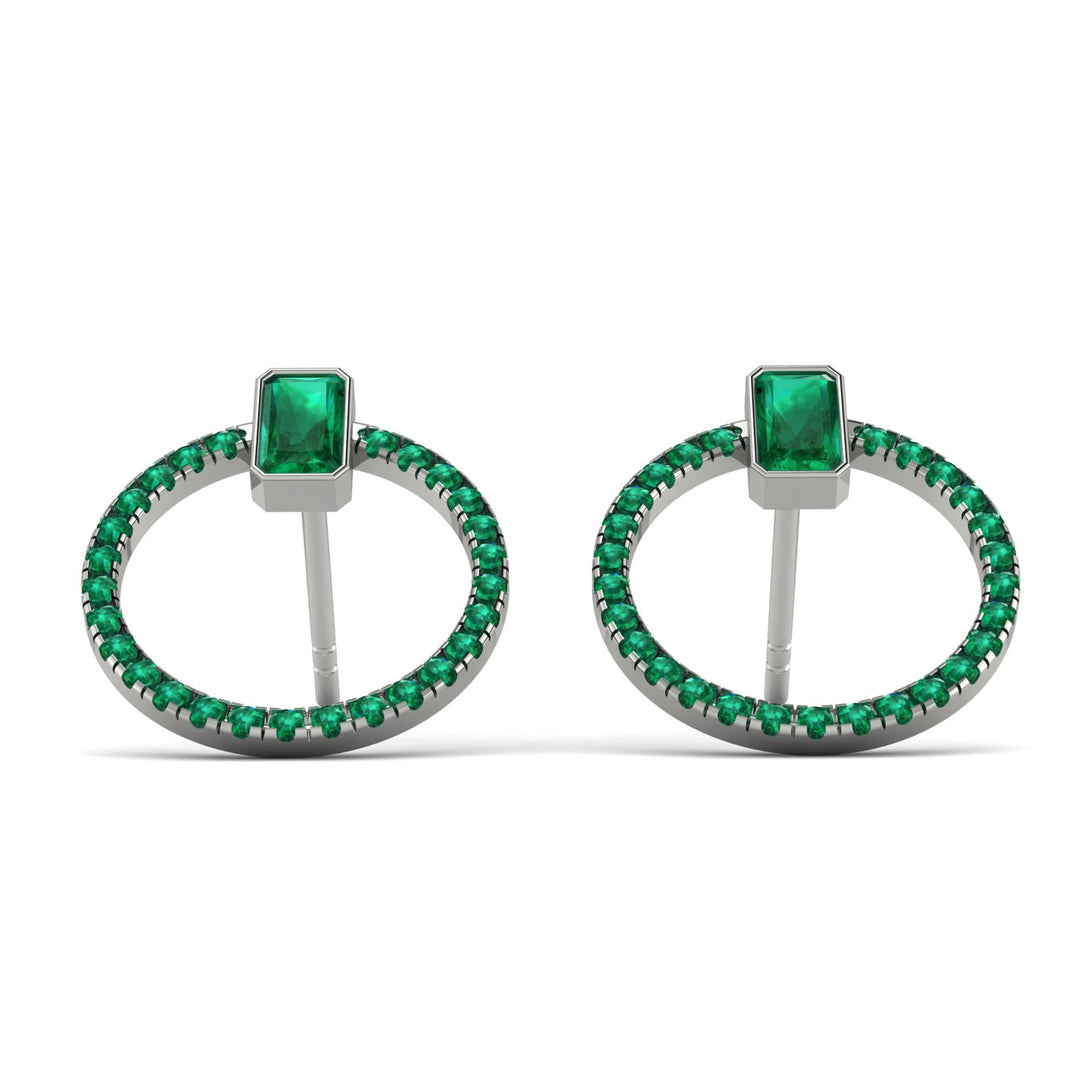 Emerald Cut Circle Emerald Earrings - Oaklyn No. 21