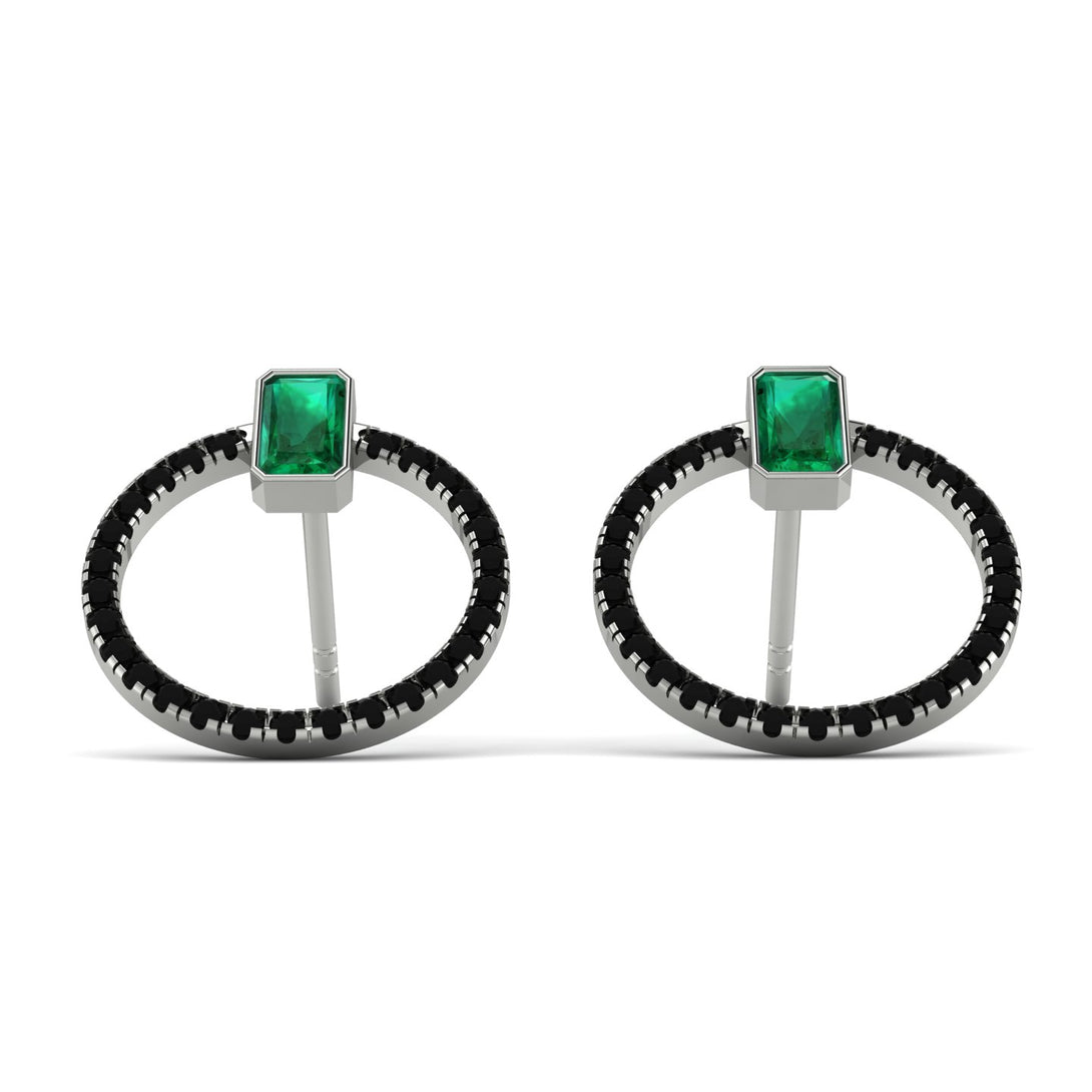 Emerald Cut Circle Emerald Earrings - Oaklyn No. 36