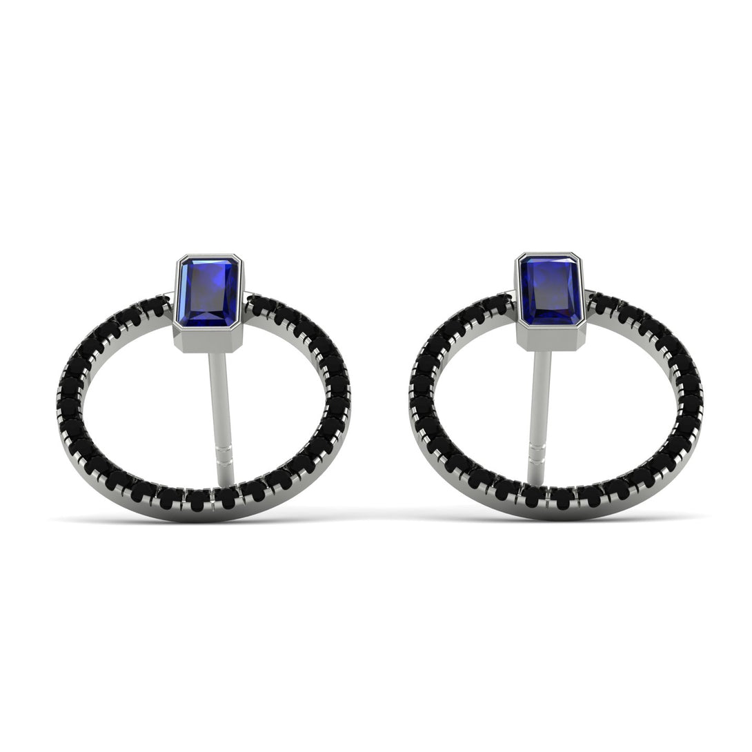 Emerald Cut Circle Sapphire Earrings - Oaklyn No. 45