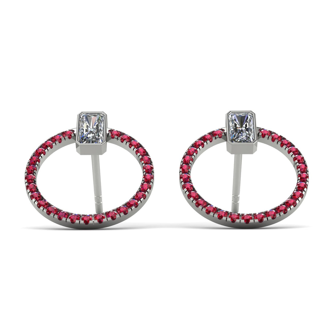 Emerald Cut Circle Diamond Earrings - Oaklyn No. 48
